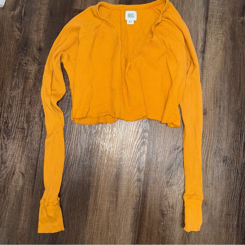Urban Outfitters BDG Golden Waffle Notch Neck Crop Top
